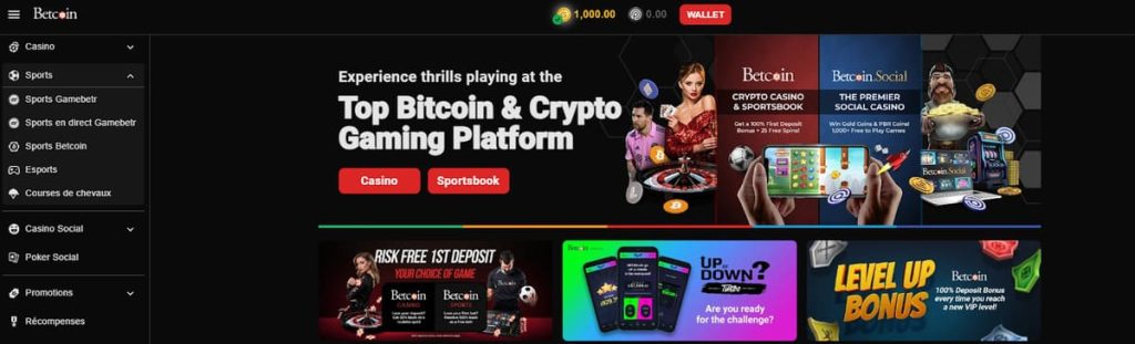 Betcoin Casino page accueil